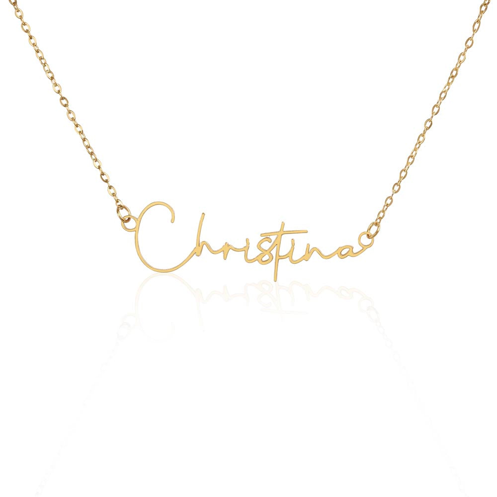 18K Gold Option Custom Signature Script Name Necklace | Personalized Name | Adjustable Chain