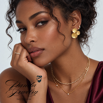 14K Gold Plated Hammered Disc Cluster Earrings