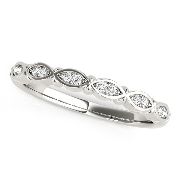 Silver ring with diamonds on a white background