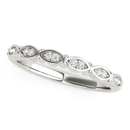 Silver ring with diamonds on a white background