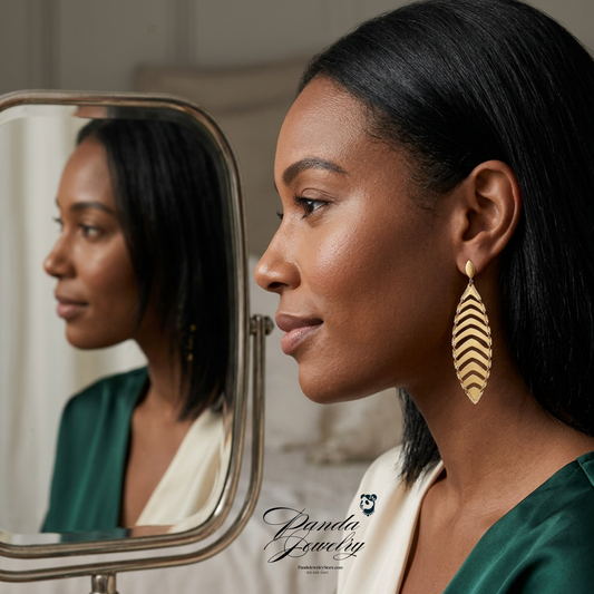 14K yellow gold drop leaf earrings — nature-inspired dangle earrings product view