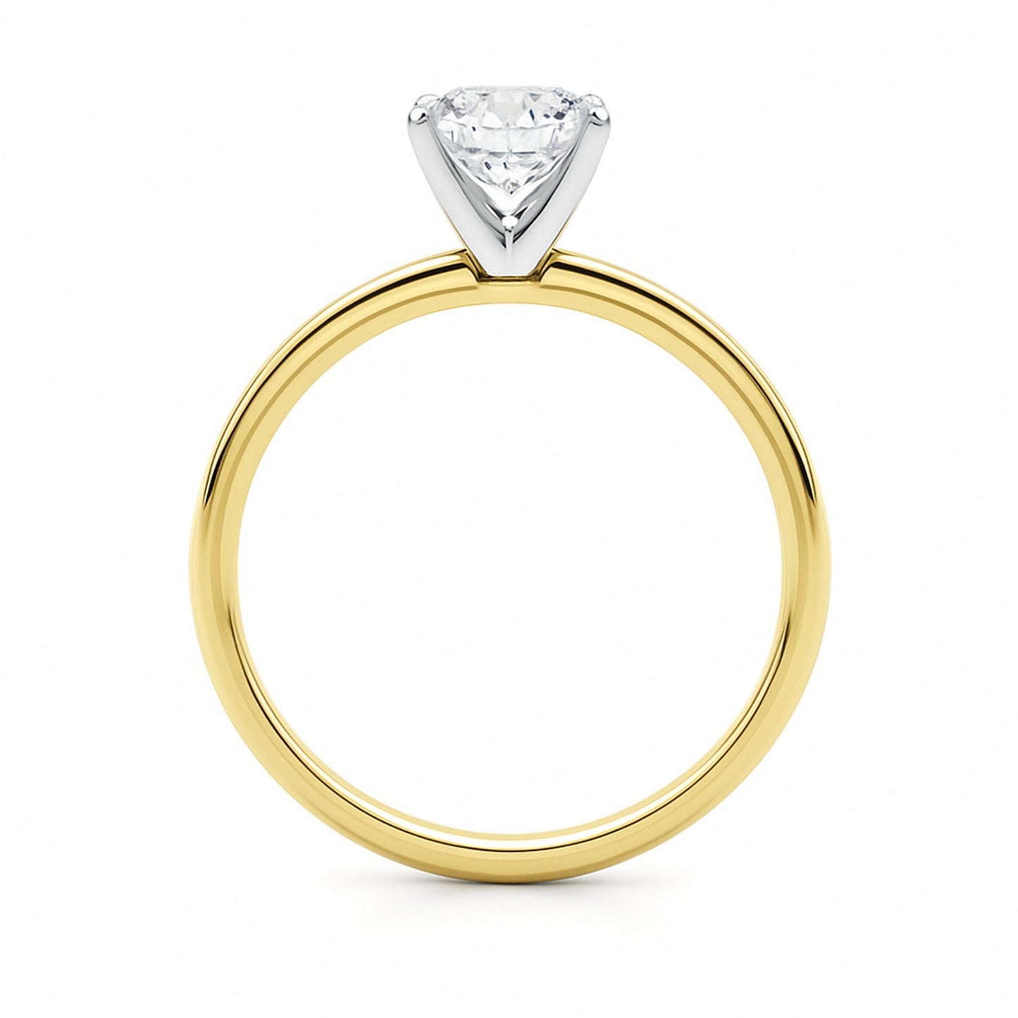Gold ring with a diamond on a white background