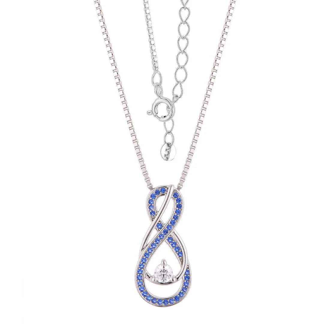 December Birthstone Necklace for Women — Turquoise Blue Infinity Pendant, 925 Sterling Silver