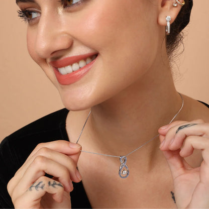 December Birthstone Necklace for Women — Turquoise Blue Infinity Pendant, 925 Sterling Silver