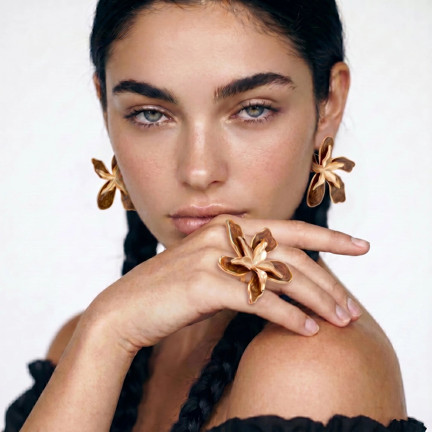 Golden Petal Statement Earrings - Panda Jewelry Store