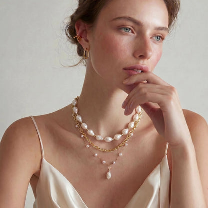 Golden Pearl Layers Necklace