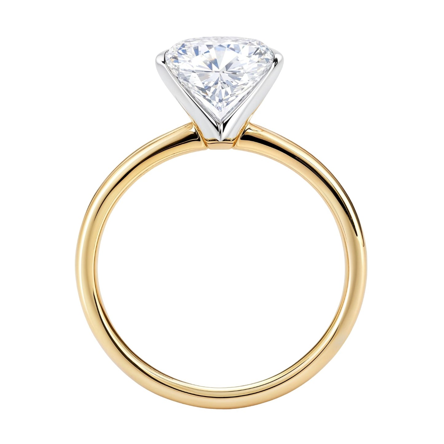 Gold ring with a diamond on a white background