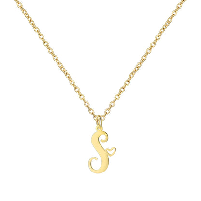 Heart Initial Necklace for Women — 18K Gold Plated, Personalized Letter + Heart Pendant