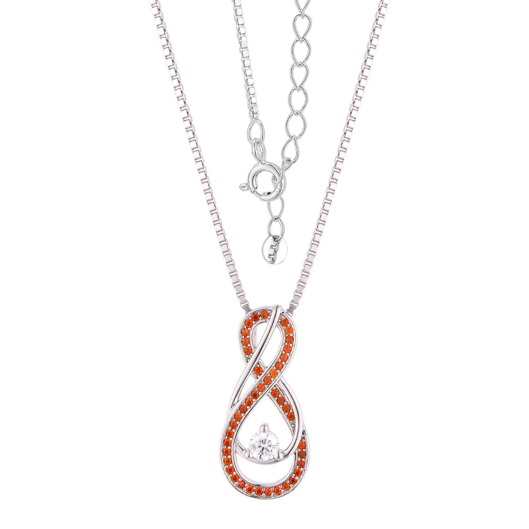 January Birthstone Necklace for Women — Garnet Red Infinity Pendant, 925 Sterling Silver