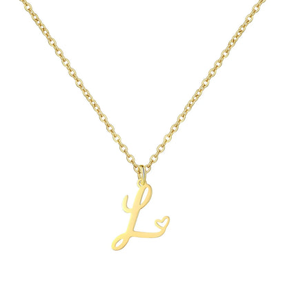 Heart Initial Necklace for Women — 18K Gold Plated, Personalized Letter + Heart Pendant