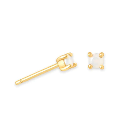 Birthstone Stud Earrings for Women — 925 Sterling Silver, 18K Gold Plated, Mini CZ