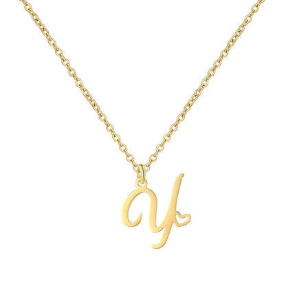 Heart Initial Necklace for Women — 18K Gold Plated, Personalized Letter + Heart Pendant