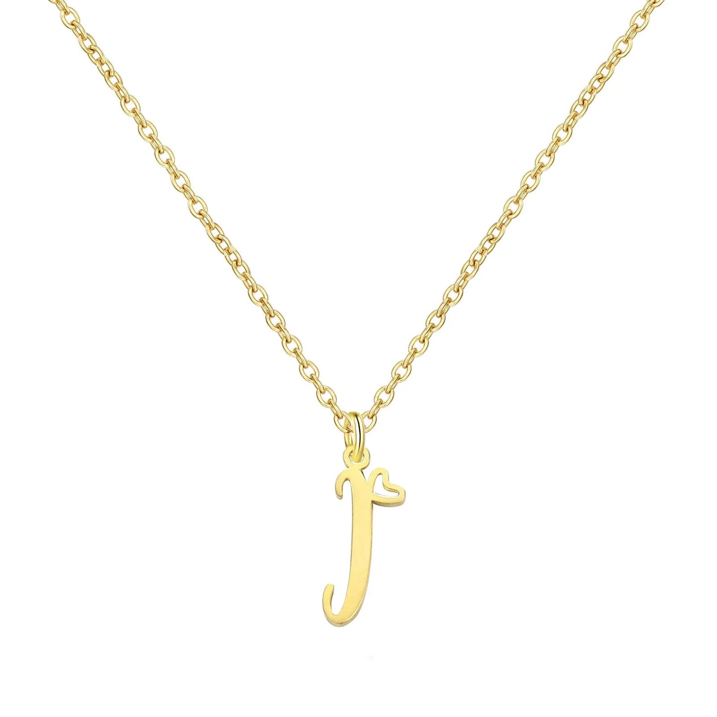 Heart Initial Necklace for Women — 18K Gold Plated, Personalized Letter + Heart Pendant