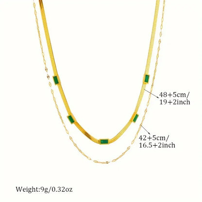 Collar Sorella Gem De Dos Capas En Oro Retro