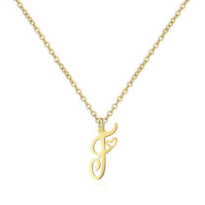 Heart Initial Necklace for Women — 18K Gold Plated, Personalized Letter + Heart Pendant