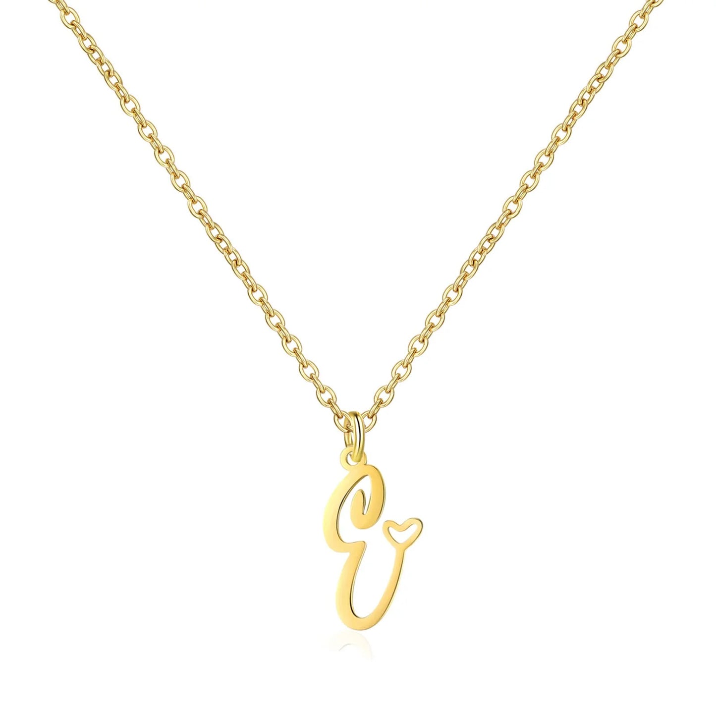 Heart Initial Necklace for Women — 18K Gold Plated, Personalized Letter + Heart Pendant