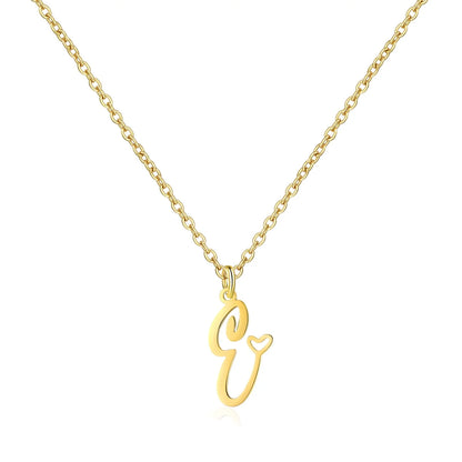 Heart Initial Necklace for Women — 18K Gold Plated, Personalized Letter + Heart Pendant