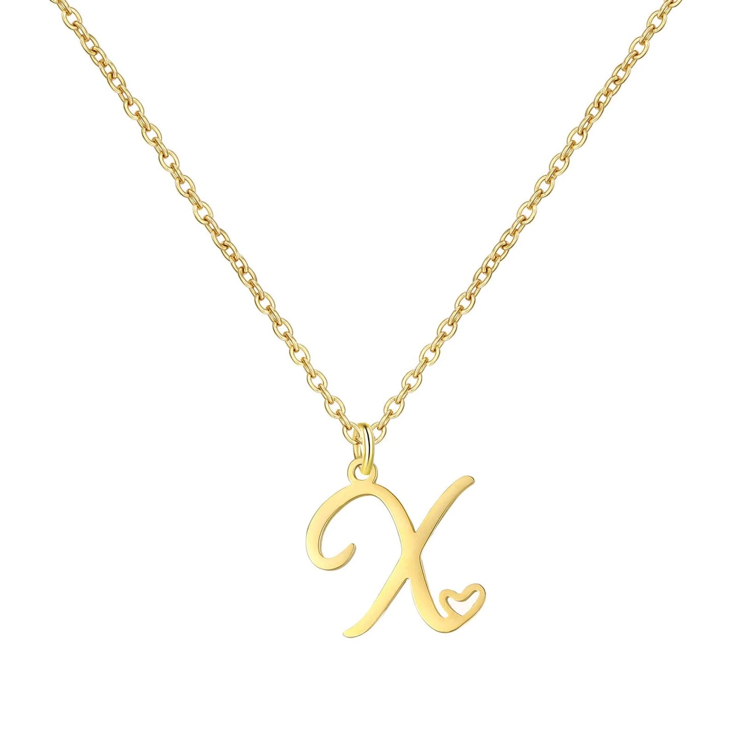 Heart Initial Necklace for Women — 18K Gold Plated, Personalized Letter + Heart Pendant