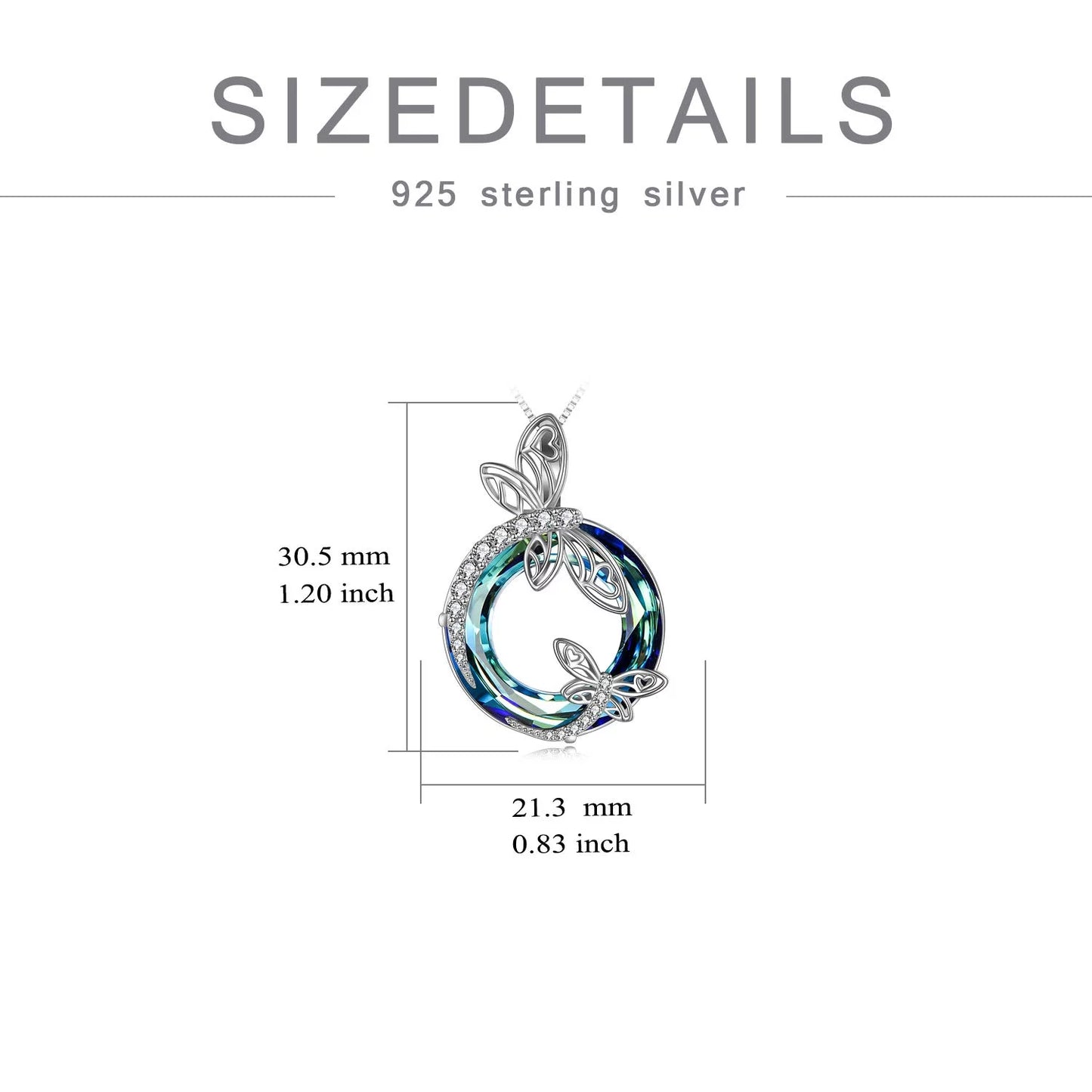 Sterling Silver Dragonfly Necklace Blue Crystal Birthday Anniversary Mothers Day Christmas Gifts for Women