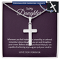 👧🏾To My Daughter Personalized Cross Necklace with Snake Chain 18k yellow gold finish