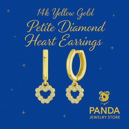 14K Yellow Gold Petite Diamond Heart Earrings