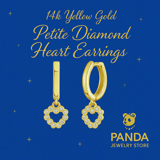 14K Yellow Gold Petite Diamond Heart Earrings
