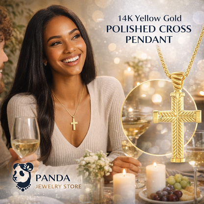 14K Yellow Gold Polished Cross Pendant