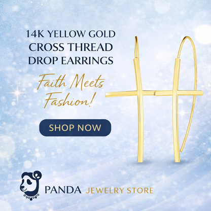 14K Yellow Gold Cross Thread Drop Earrings