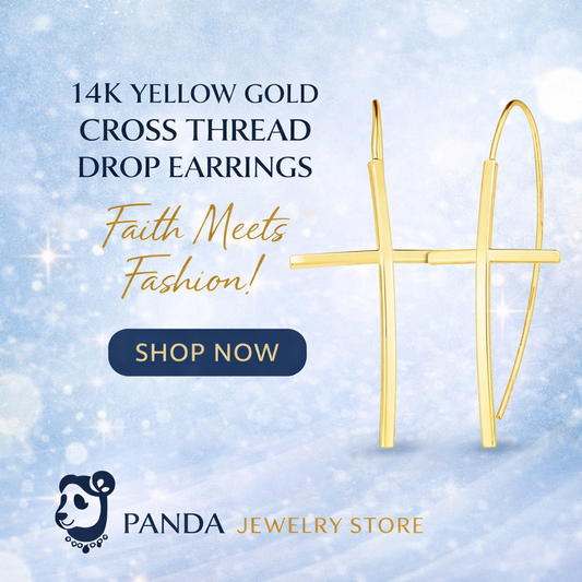 14K Yellow Gold Cross Thread Drop Earrings
