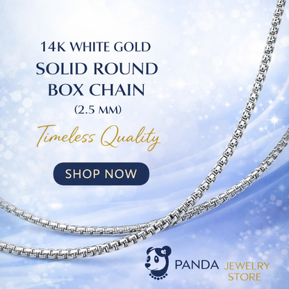14k White Gold Solid Round Box Chain (2.5 mm)