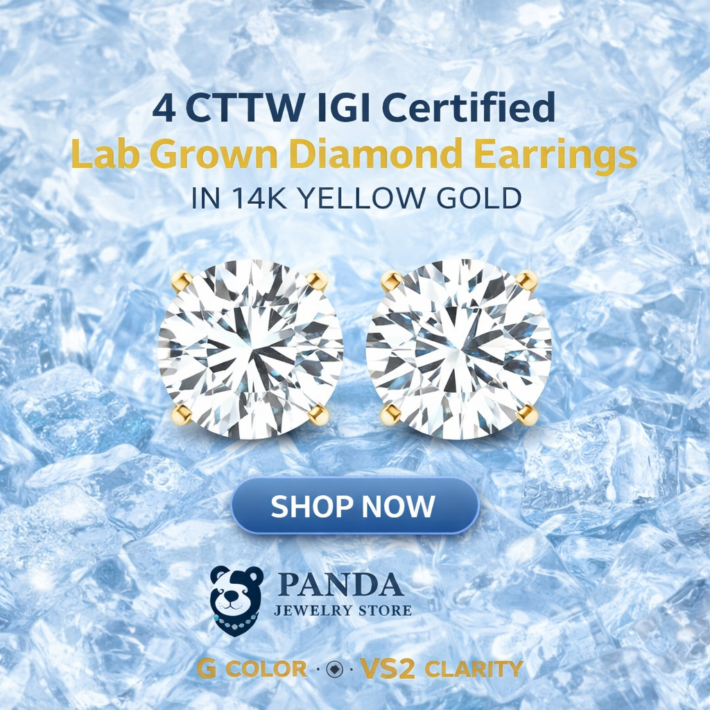 4 cttw Certified IGI Lab Grown Round Diamond Earrings 14k Yellow Gold (G/VS2)