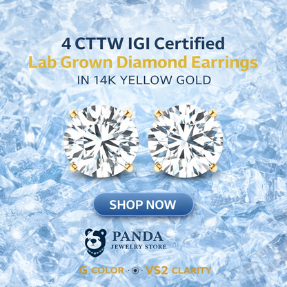 4 cttw Certified IGI Lab Grown Round Diamond Earrings 14k Yellow Gold (G/VS2)