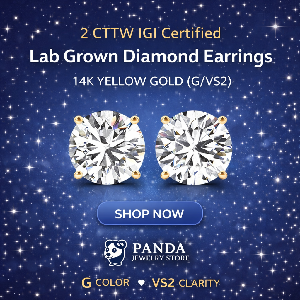2 cttw Certified IGI Lab Grown Round Diamond Earrings 14k Yellow Gold (G/VS2)