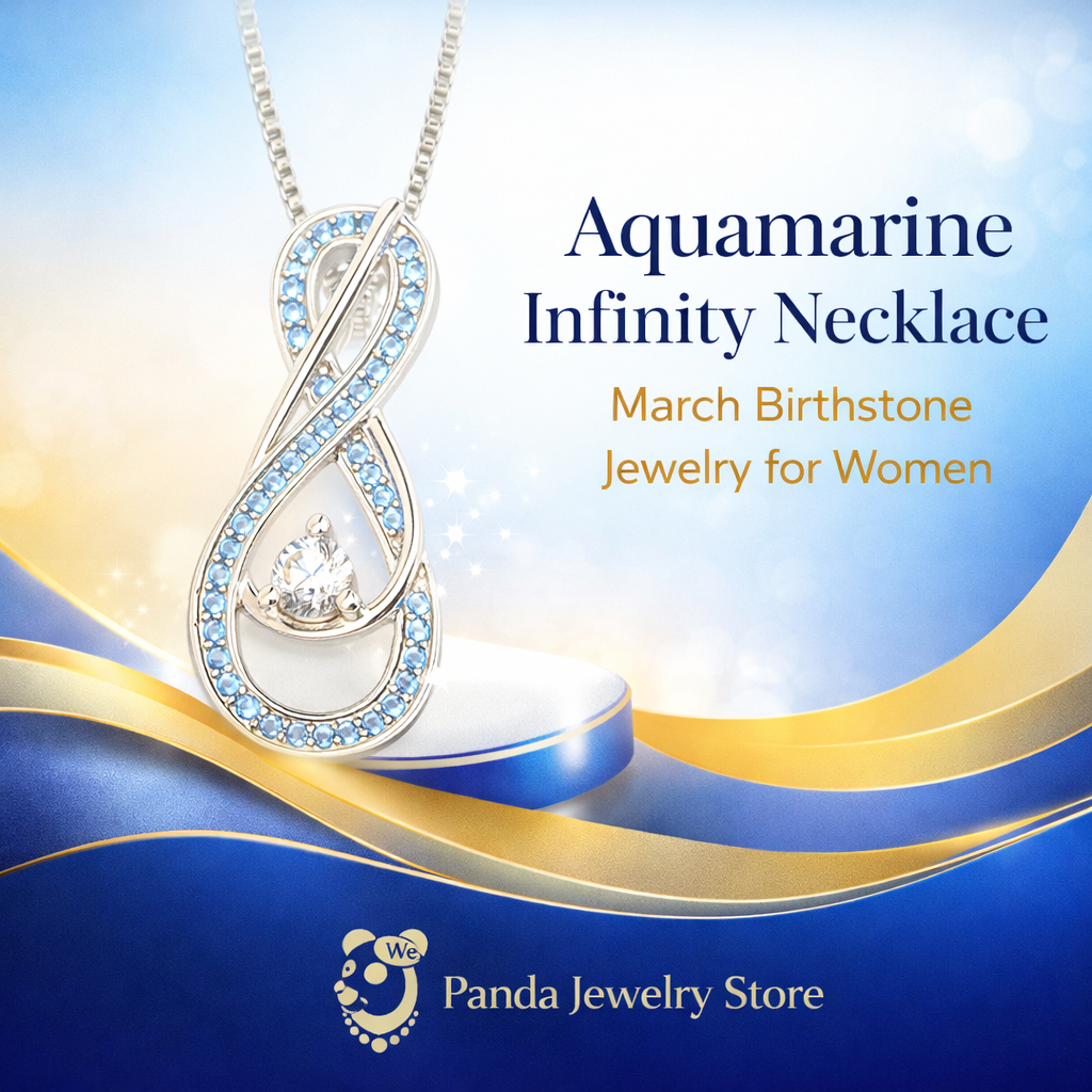 March Birthstone Aquamarine Infinity Necklace