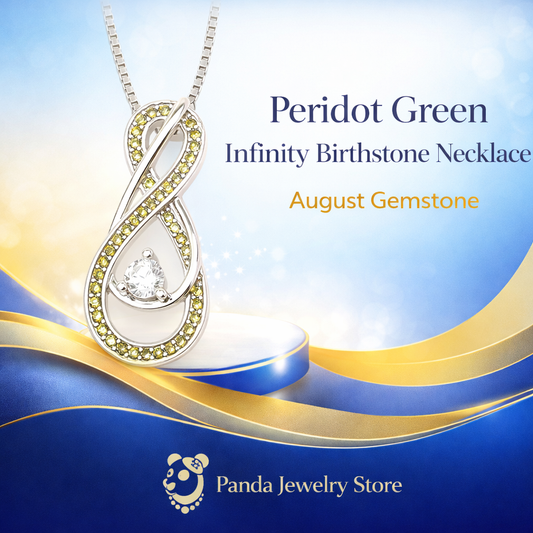 🍒Peridot Green Infinity Birthstone Necklace - August Gemstone