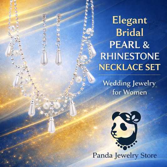 Elegant Bridal Pearl & Rhinestone Necklace Set – Wedding Jewelry for Women