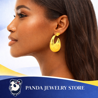 Electroforming Fashion Irregular Strip Pattern Large Light Bold Look Exaggerated Jewelry 999 Sterling Silver Hoop  Earrings