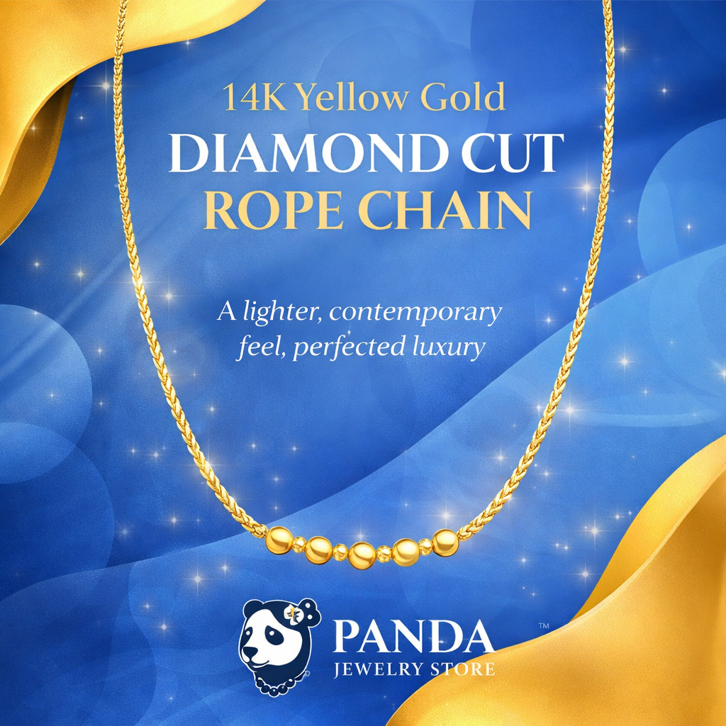 14K Yellow Gold Diamond Cut Rope Chain