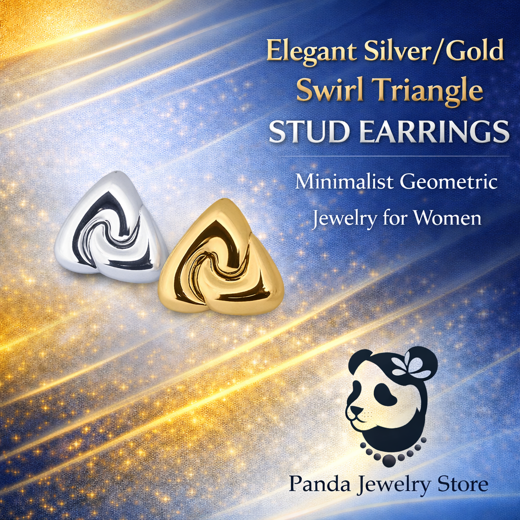 Fine Jewelry Women Electroforming Women Modern Geometry Rotating Triangle S999 Sterling Silver  Chunky Stud Earrings