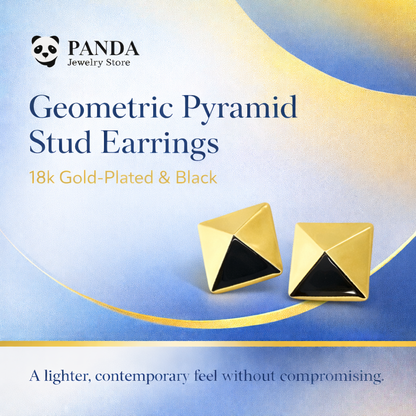 Fine Jewelry Electroforming Women Hypoallergenic S999 Sterling Silver Geometric Gold Silver Tone Origami Pyramid Earrings
