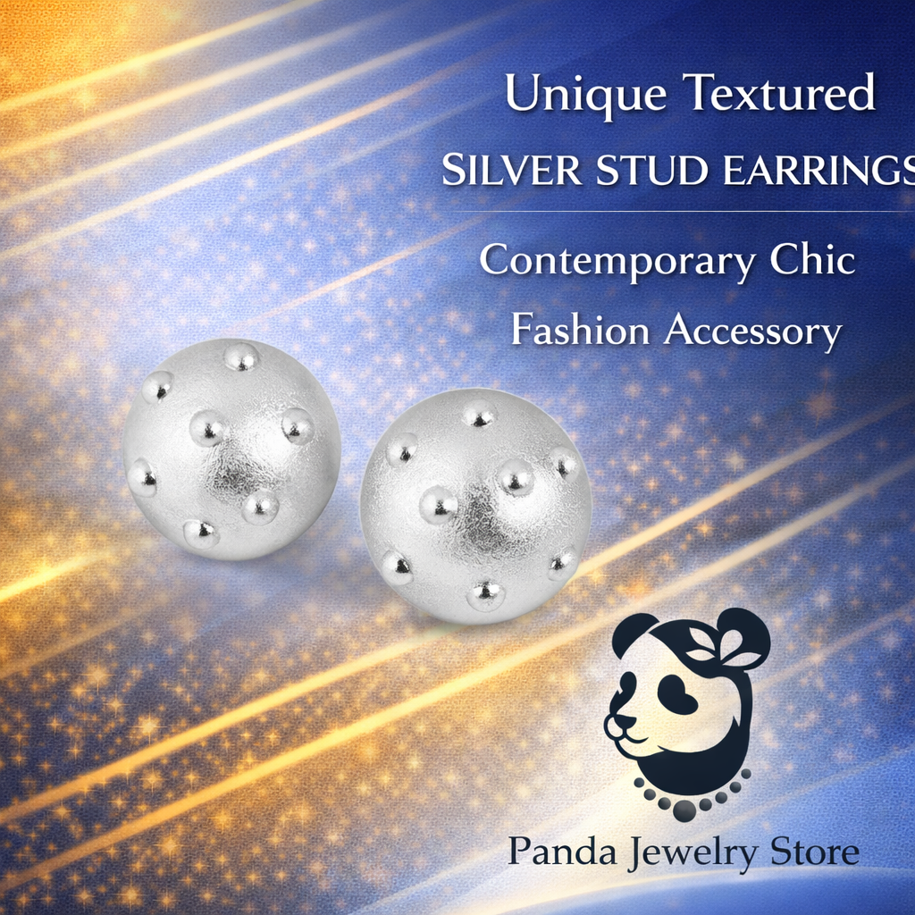 Chunky Jewelry Electroforming Lady's Modern Geometry Round Ball with Rivet S999 Sterling Silver Huge Stud Earrings