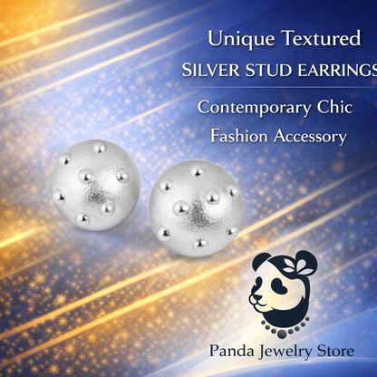 Chunky Jewelry Electroforming Lady's Modern Geometry Round Ball with Rivet S999 Sterling Silver Huge Stud Earrings