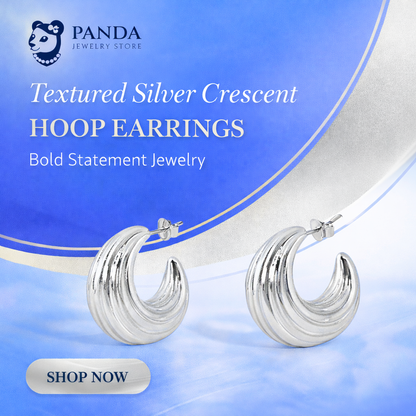 Fashion Jewelry Chunky Electroforming Irregular Pattern 999 Sterling Silver Large Statement Hoop Earrings