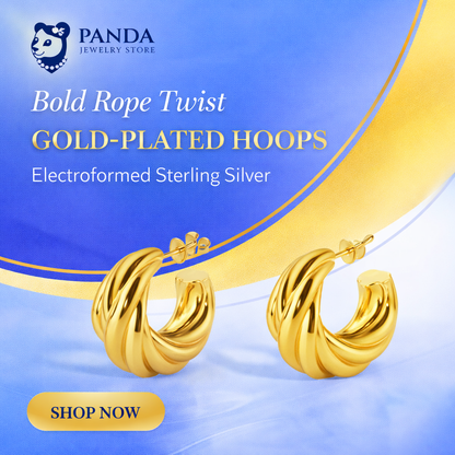 Bold Rope Twist Gold-Plated Hoops – Electroformed Sterling Silver