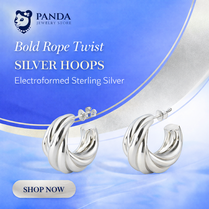 Bold Rope Twist Gold-Plated Hoops – Electroformed Sterling Silver