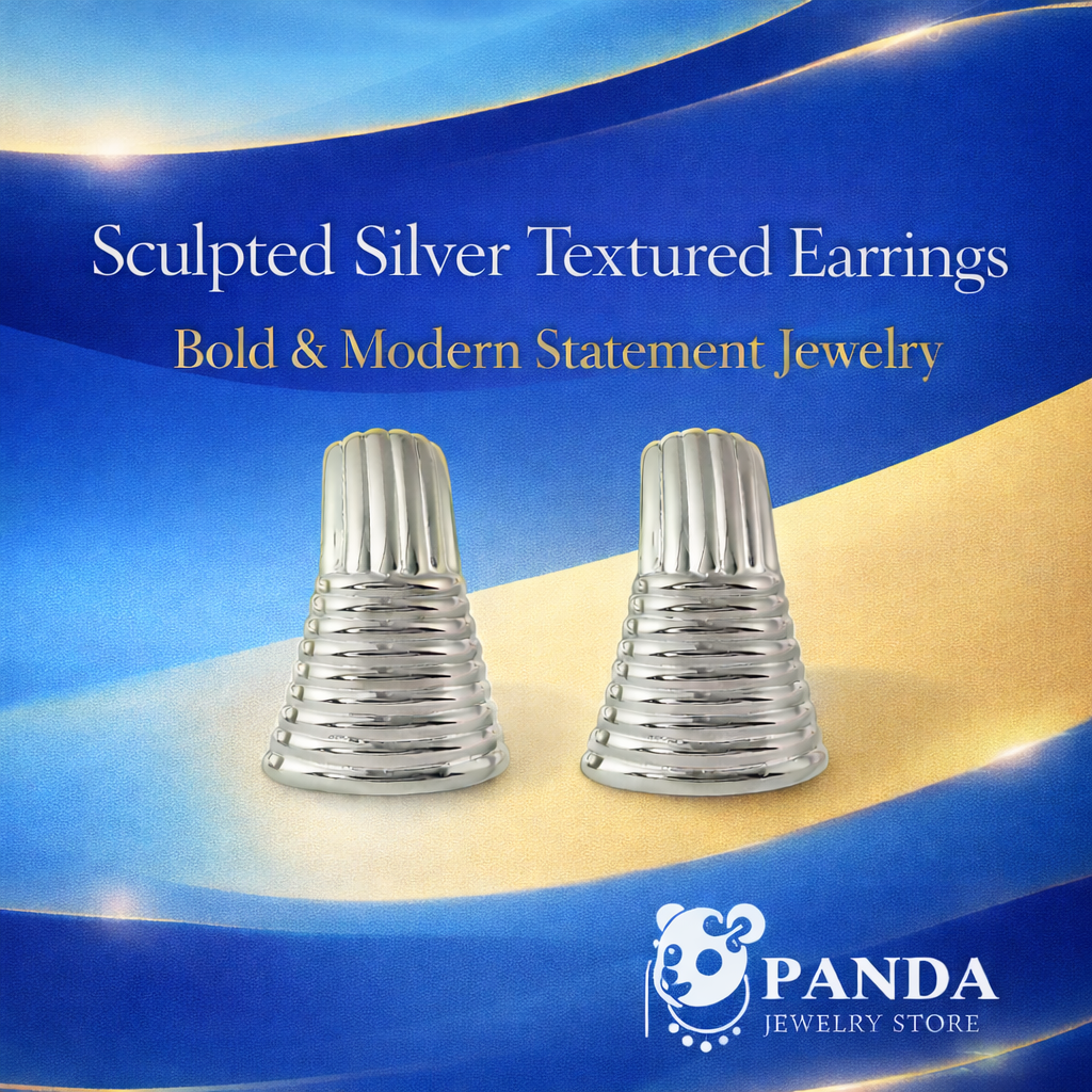 Exaggerated Chunky Electroforming Hollow Large Statement Fashion Jewelry Geometry 999 Sterling Silver Stud Earrings