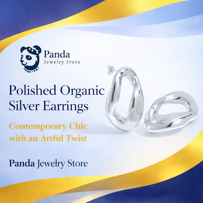 Women Daily Wear Trendy 999 Pure Silver Geometry Huge Hollow Irregular Circle Electroforming Extra Large Stud Earrings