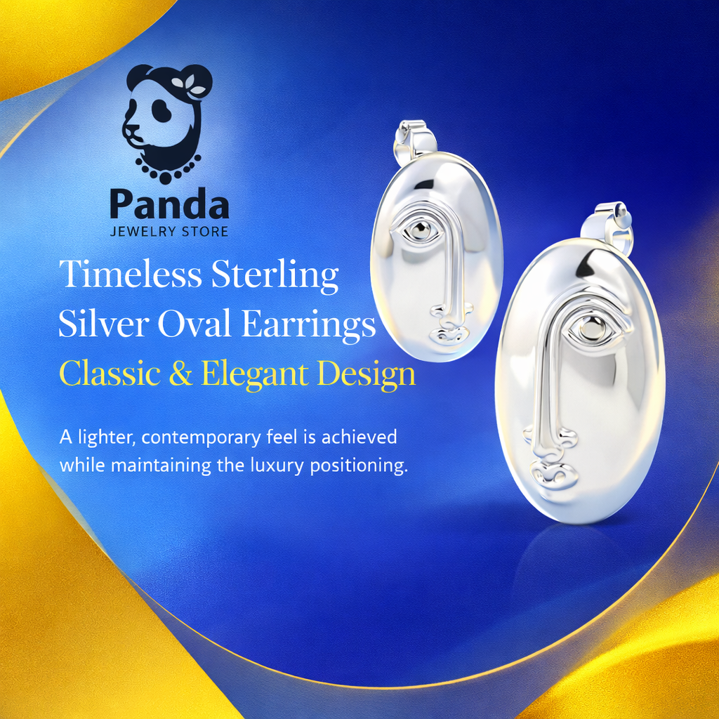 Women Fashion Jewelry Artistic 999 Pure Silver Huge Facial Oval Simple Portrait Electroforming Hollow Statement Earrings