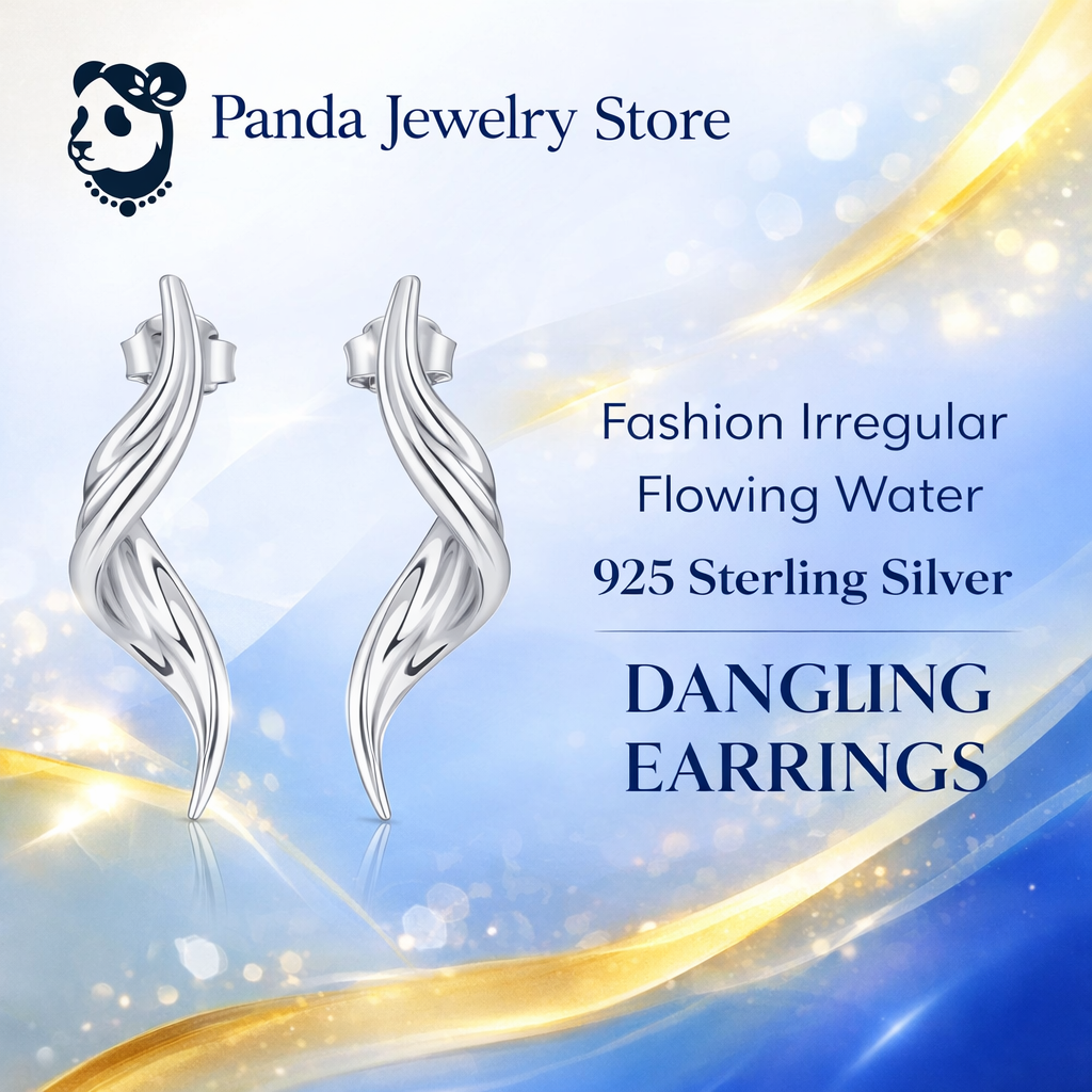 Fashion Irregular Flowing Water 925 Sterling Silver Dangling Earrings