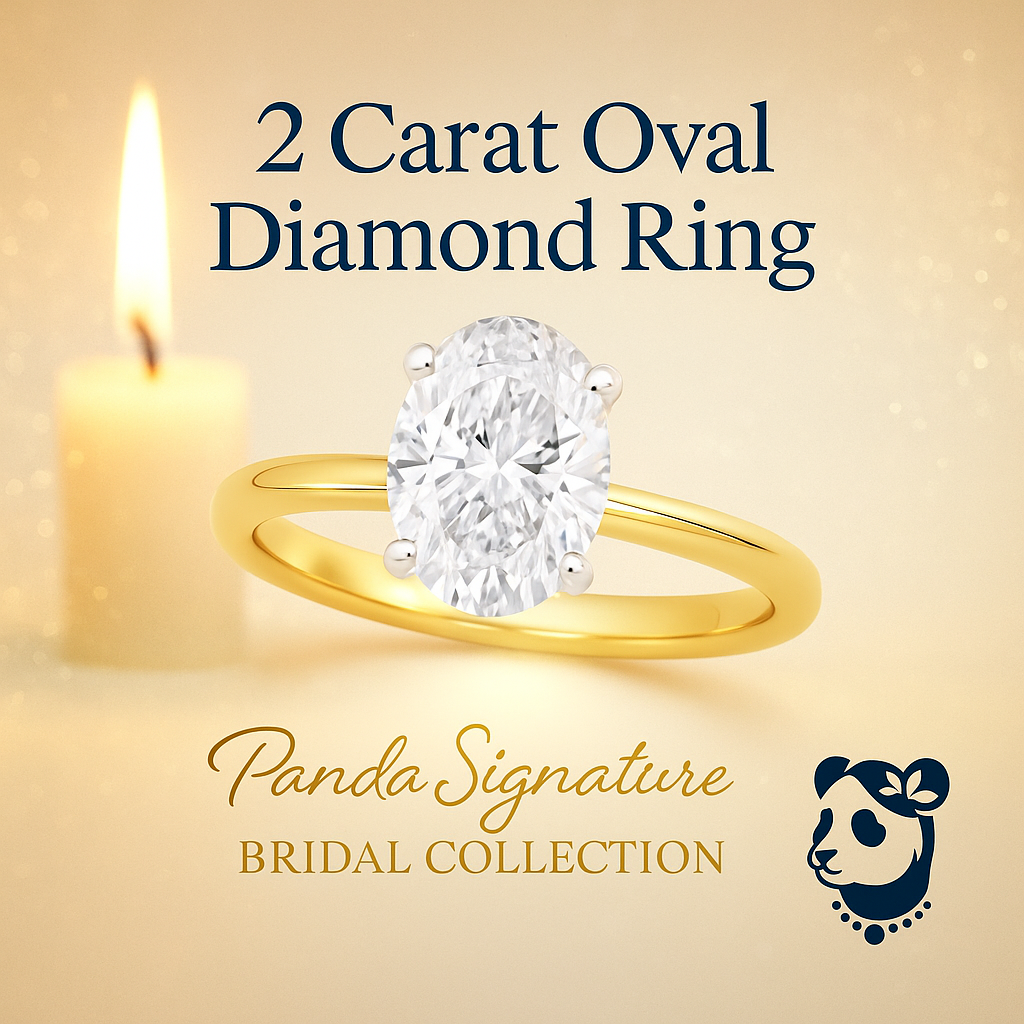 2 Carat Oval Lab Grown IGI G/VS1 Diamond Solitaire Ring in 10K Yellow Gold
